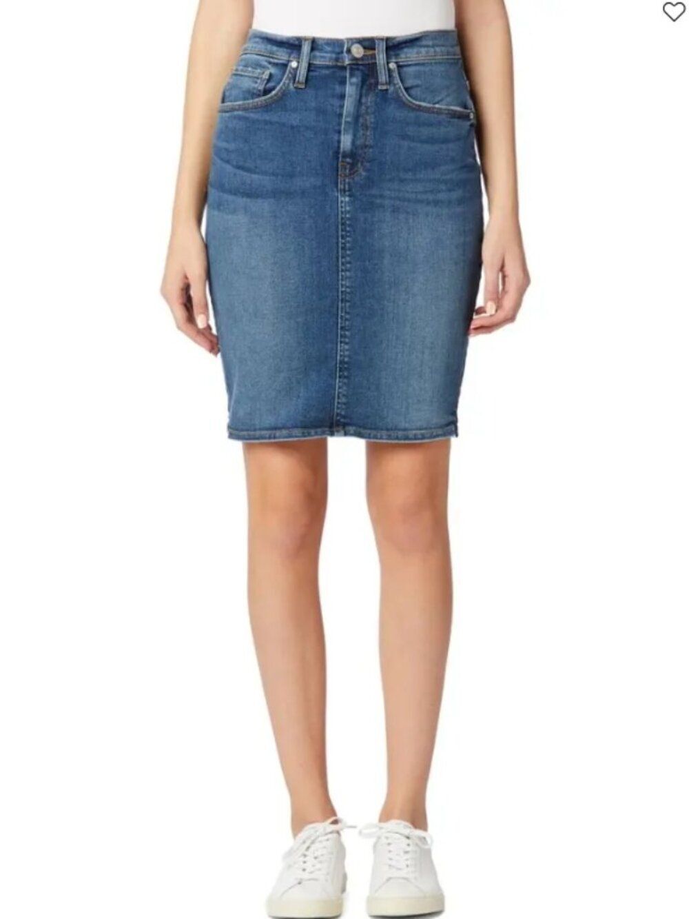 Like New! HUDSON Centerfold Extended High Waist Denim Skirt Organic Cotton in 26
